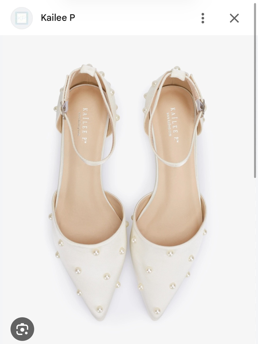 Kailee P Satin Pointy Toe Flats with Scattered Pearls - Worn Once- Wedding Shoes